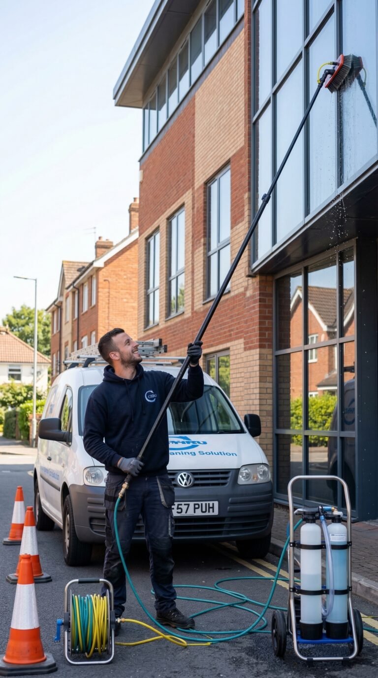a guy serve commercial window cleaning huddersfield by C-Thru Cleaning
