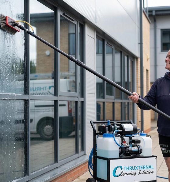 a young lady serve commercial window cleaning huddersfield